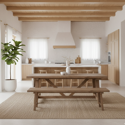 Portia Minimalist Dining Table in Reclaimed Teak – Natural Resort Style
