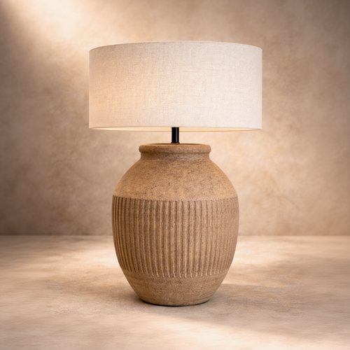 Mavis Earth-Tone Ceramic Lamp – Minimalist Tropical Series