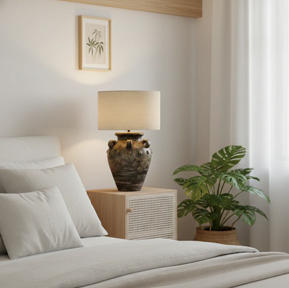 Magnolia Terracotta Table Lamp – Artisanal Minimalist Lighting