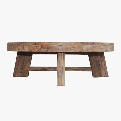 Monroe Minimalist Round Coffee Table – Reclaimed Teak Resort-Style Centerpiece