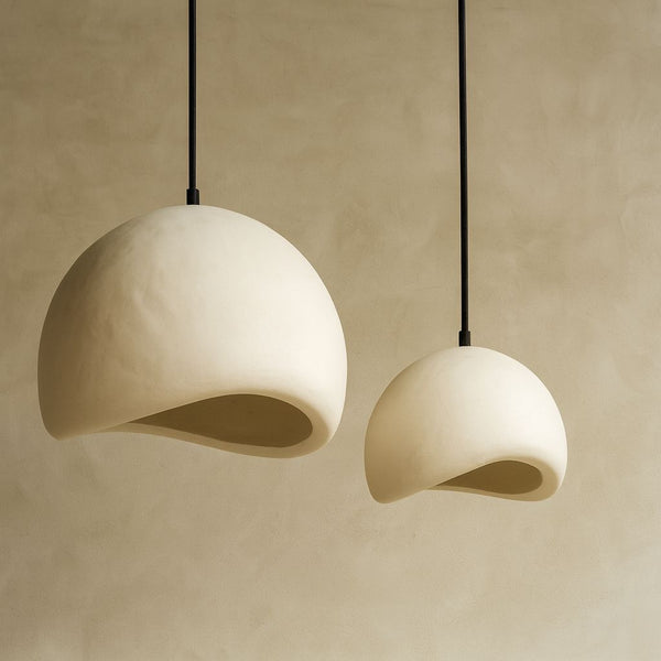 Betsy Organic Cement Pendant - Sculptural Handcrafted Fiber Cement Lamp